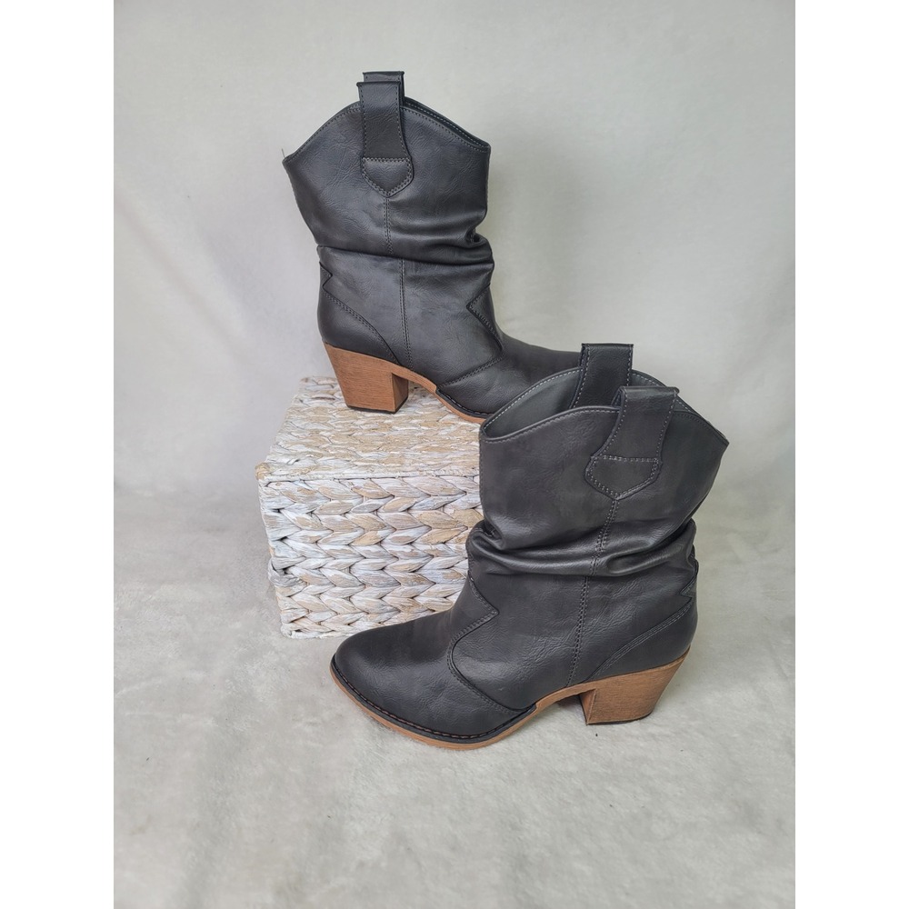 Charles Albert Western Ankle Boots Festival Grey Rocker Chic Cowgirl Size 8